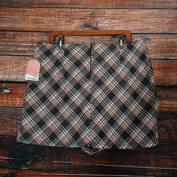 NWT Arula Paris Mini Skort 0X Soft Flannel Plaid Zip Back Stretch - Picture 4 of 9